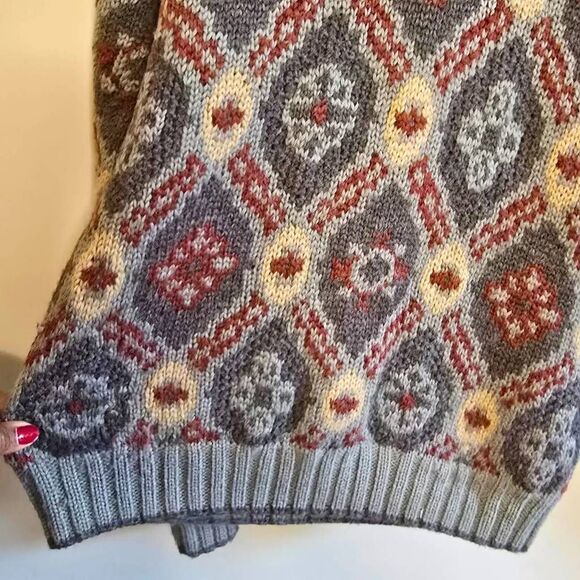 Vintage Perry Ellis Sweater Mens Size Large Burgundy Wool Tribal Knit Grunge 90s - Picture 9 of 14